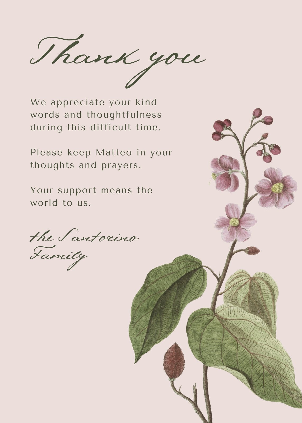 Free, Printable Funeral Thank You Card Templates To