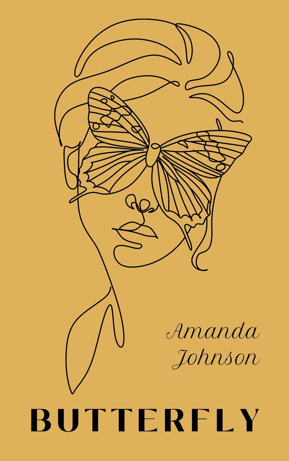 Gold Modern Minimalist Woman Butterfly Book Cover