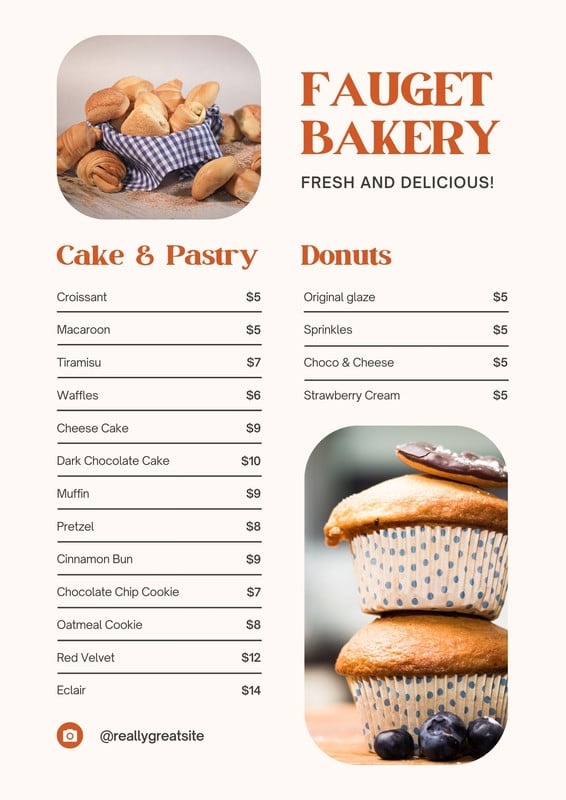 Free and customizable delectable bakery menu templates | Canva