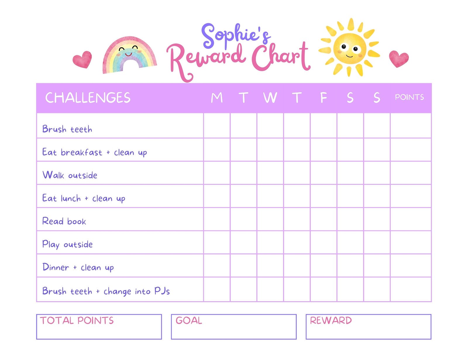 Printable Reward Chart Free