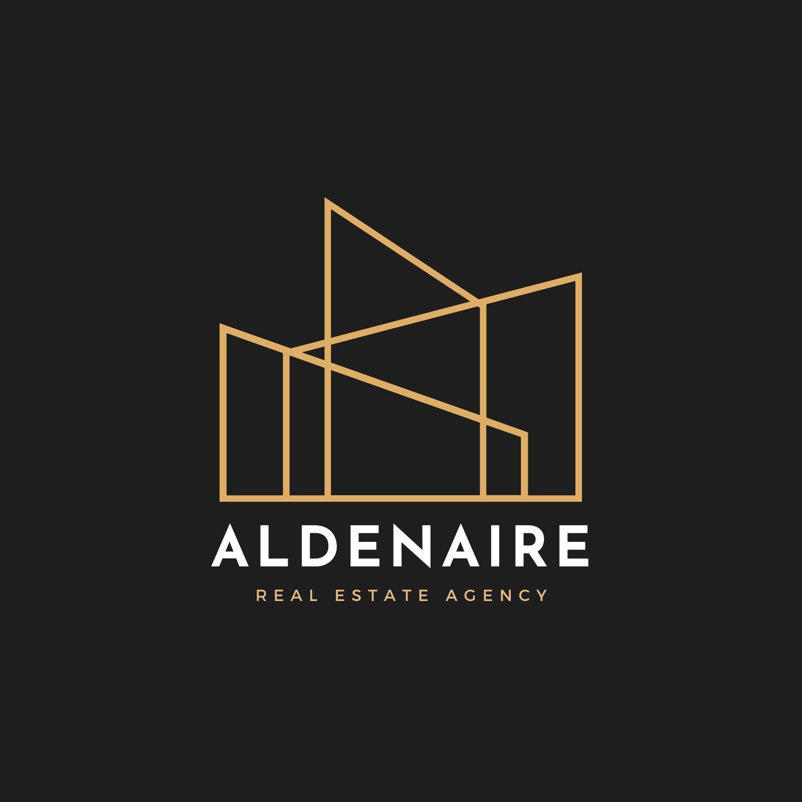Serious, Modern, Real Estate Logo Design for Blue and Gold