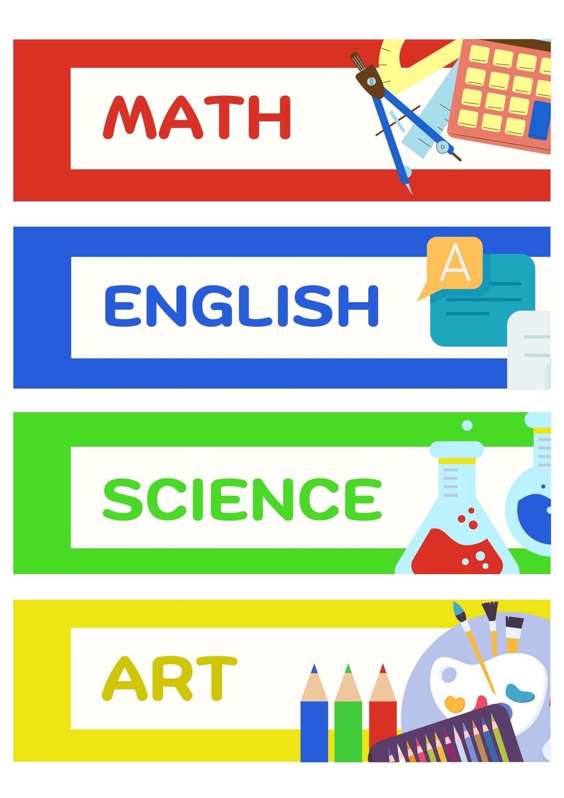 School Subject Labels Printable Free Download