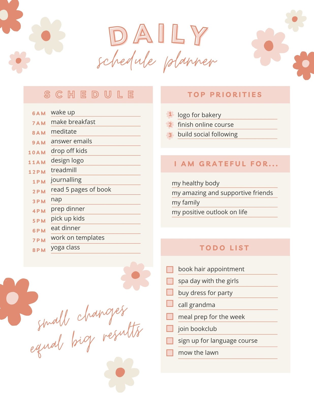 Pink Aesthetic Creative Floral Creative Daily Schedule Planner