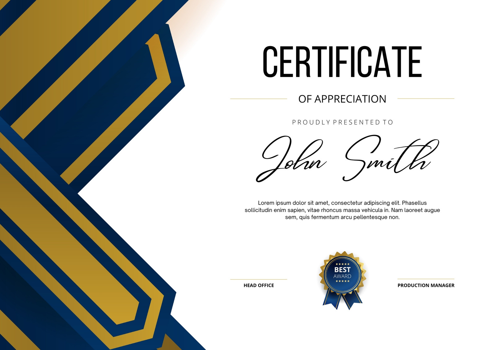 Certificate A4 Landscape PSD Mockup Set on Yellow Images Creative