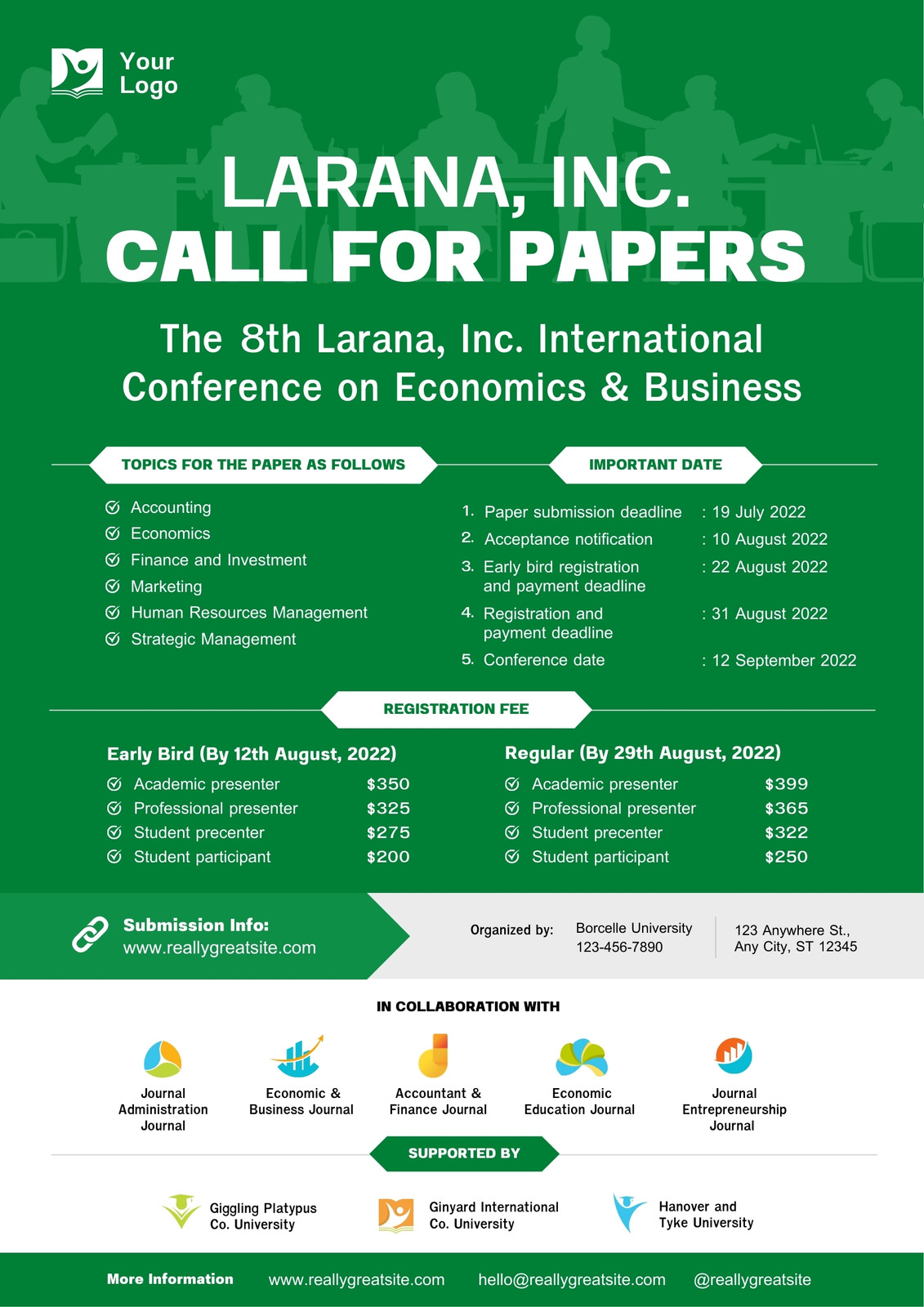 Green Modern Call For Papers Academic Poster