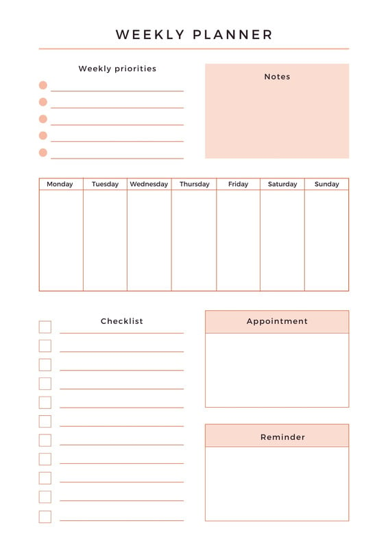 Free and customizable weekly planner templates | Canva