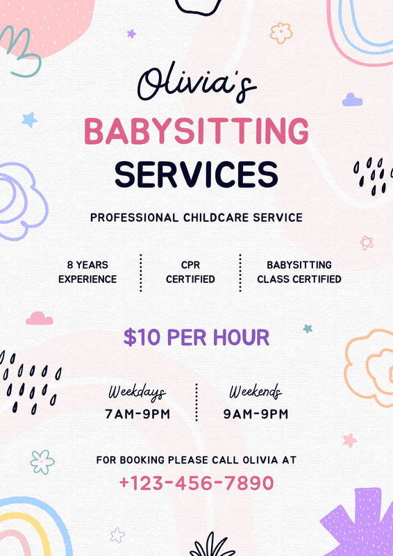 Free Custom Printable Babysitting Flyer Templates Canva