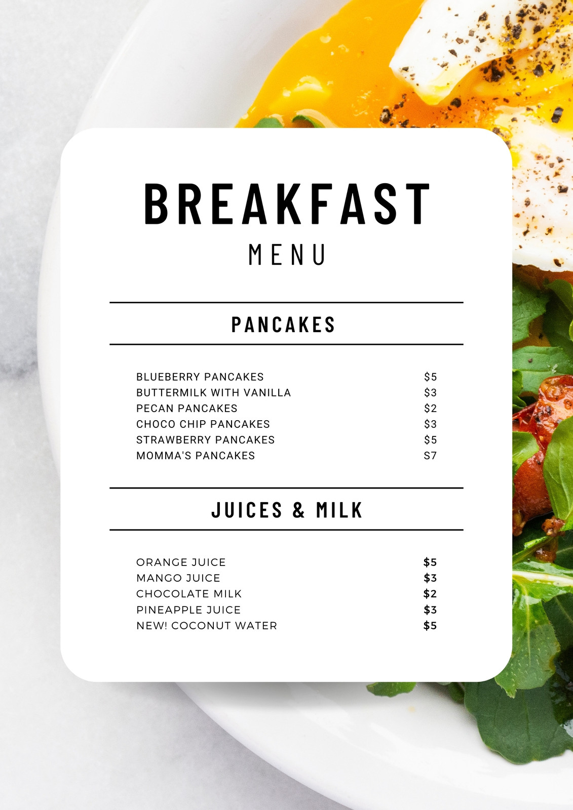 breakfast menu template