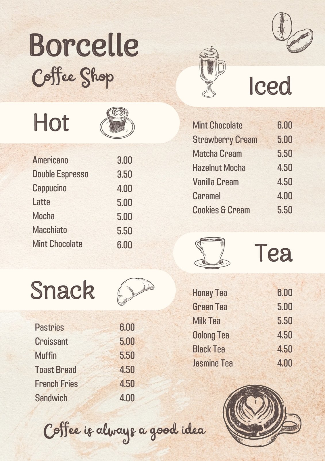 cafe menu design ideas