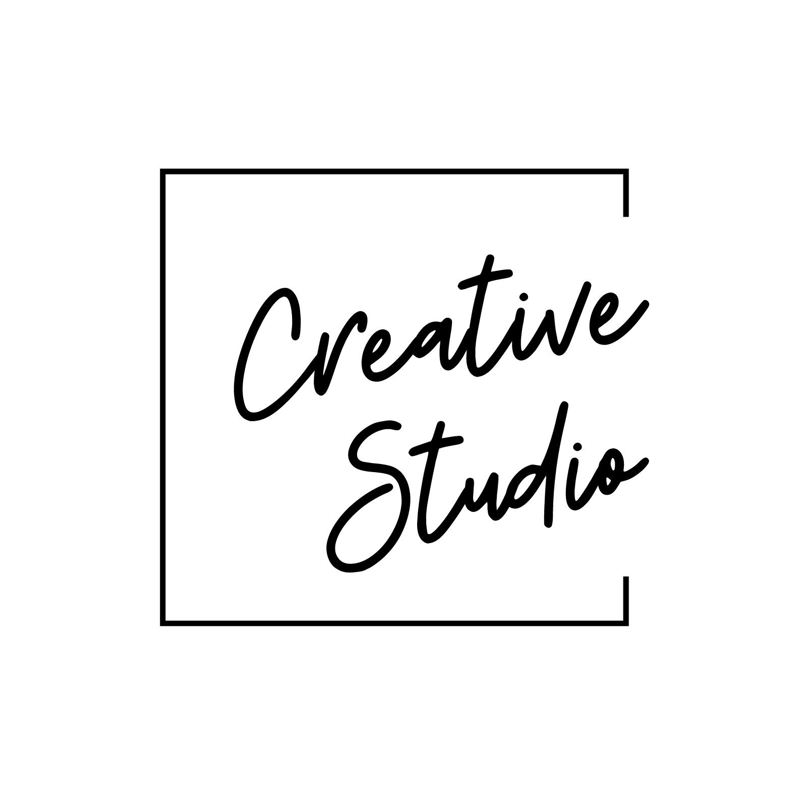 Black White Modern Handwritten Square Studio Logo