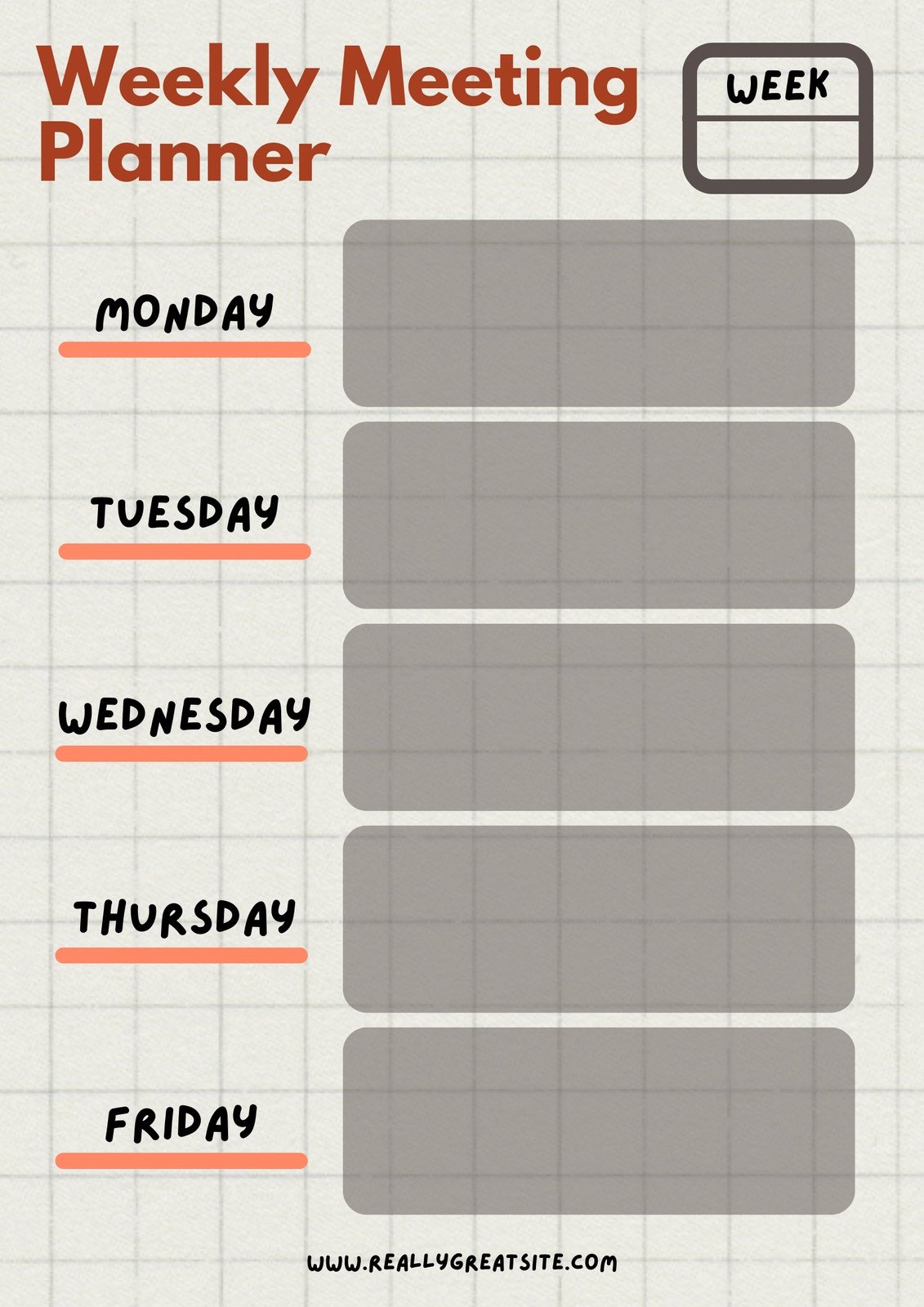 Gray Neutral Minimalist business Weekly Schedule Planner