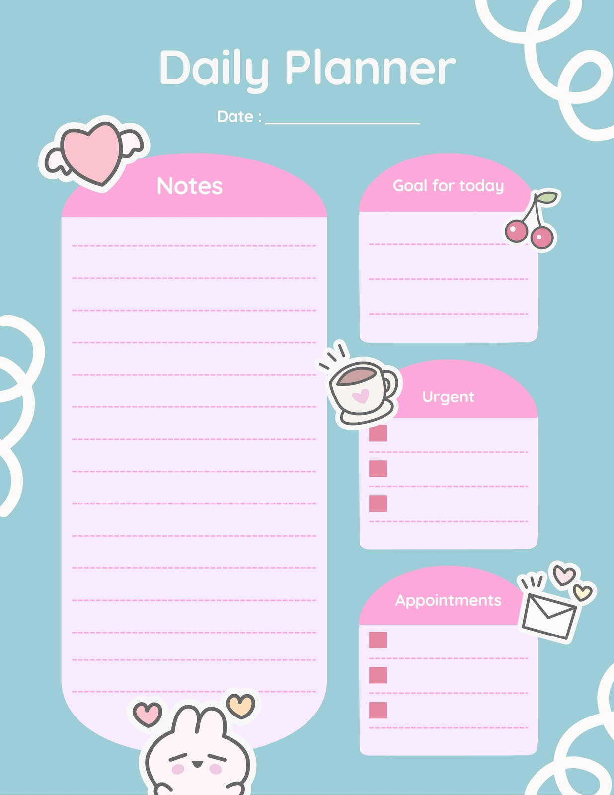 Daily Organizer - To Do List - Hydrate - Pastels Post-it Notes