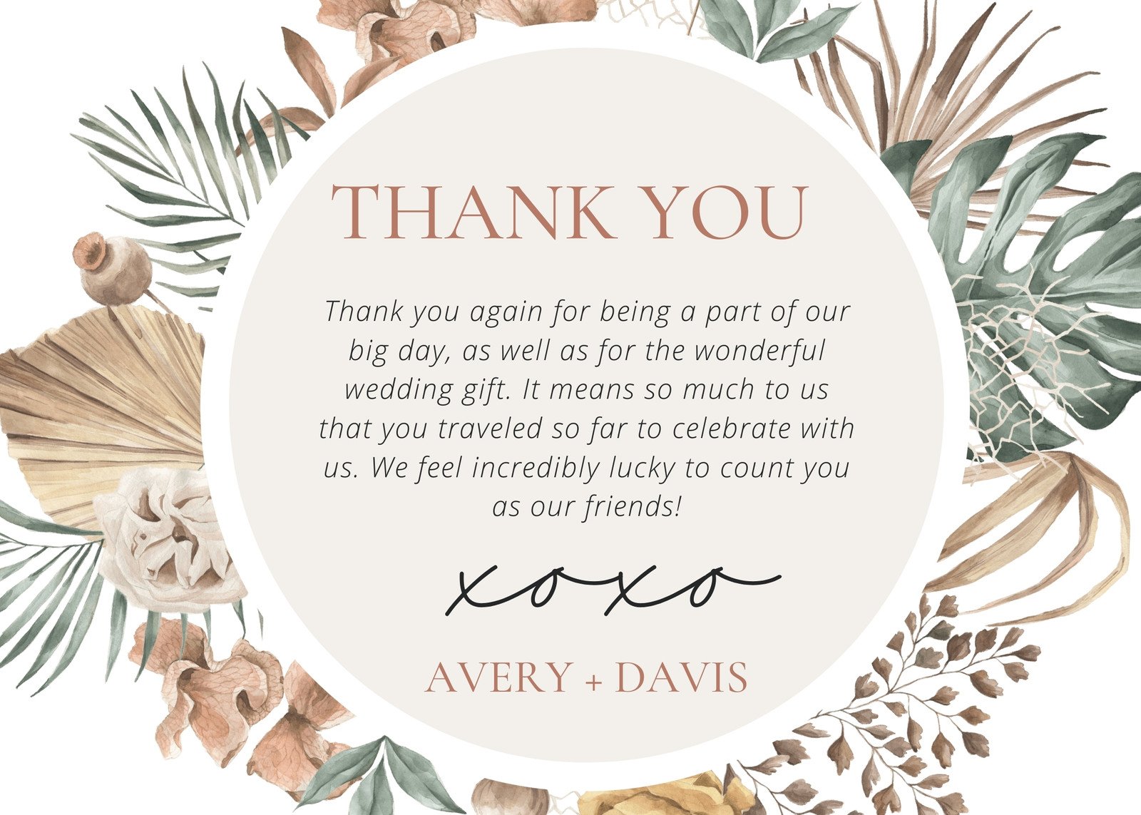 Free custom printable wedding thank you card templates | Canva