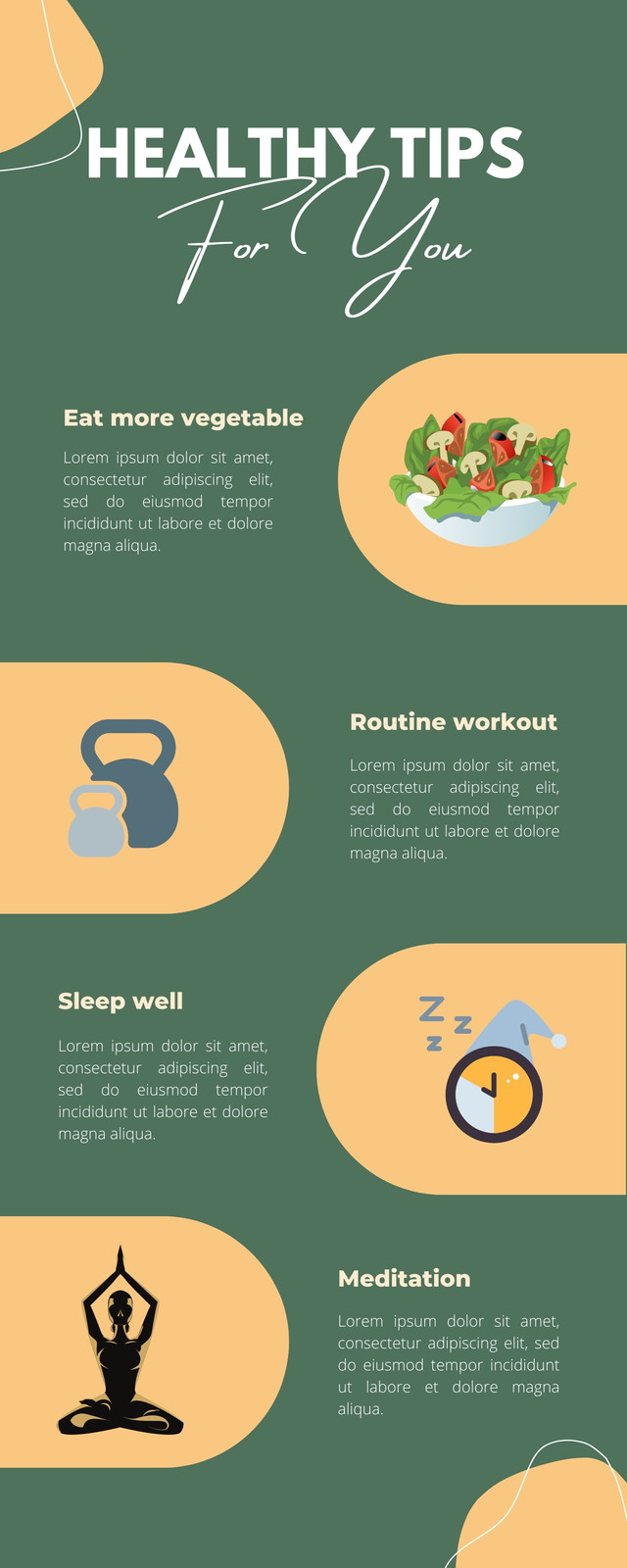 Green & Orange Minimalist Health Tips Infographic