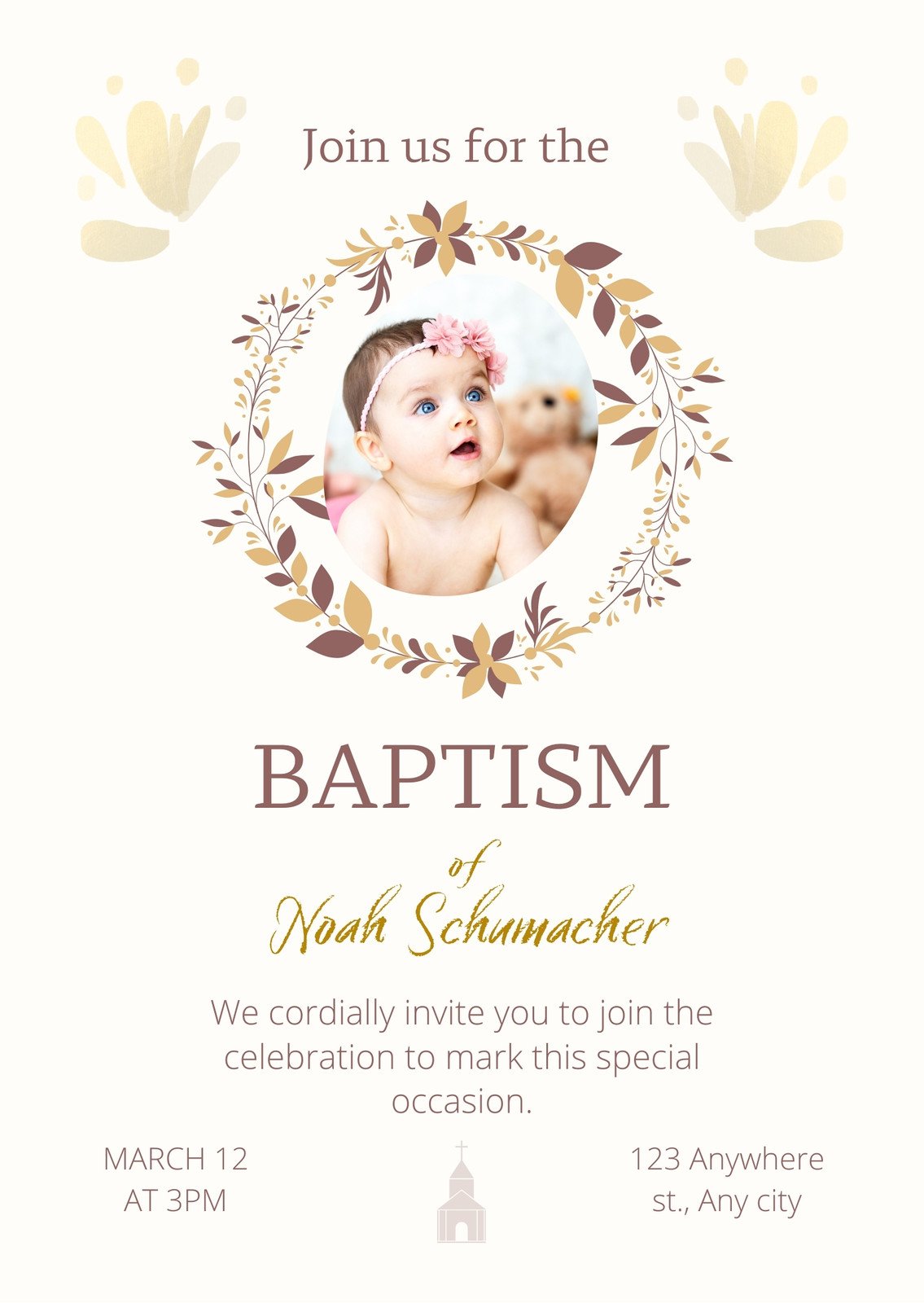 Free printable, customizable baptism invitation templates | Canva