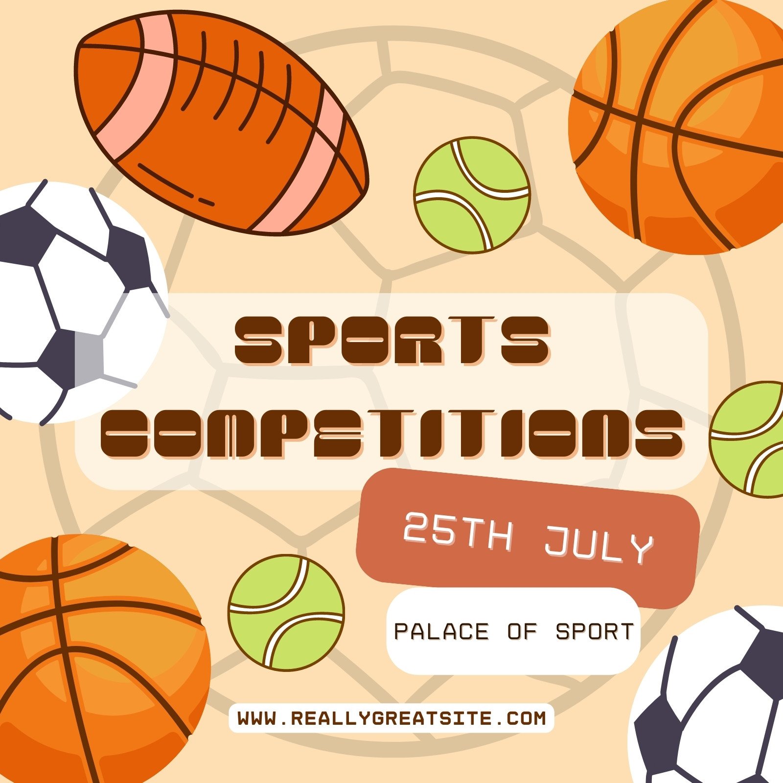Orange Sports Event Competitions Illustration Instagram Post