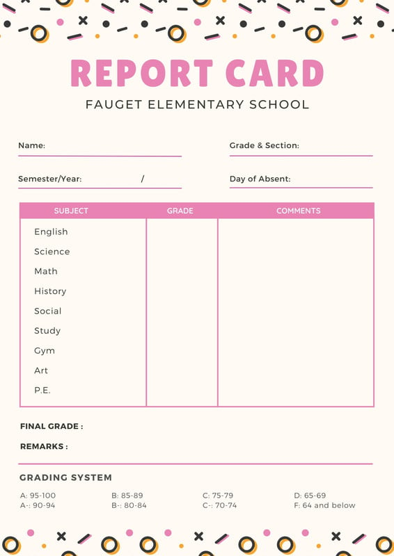 Free and printable high school report card templates | Canva