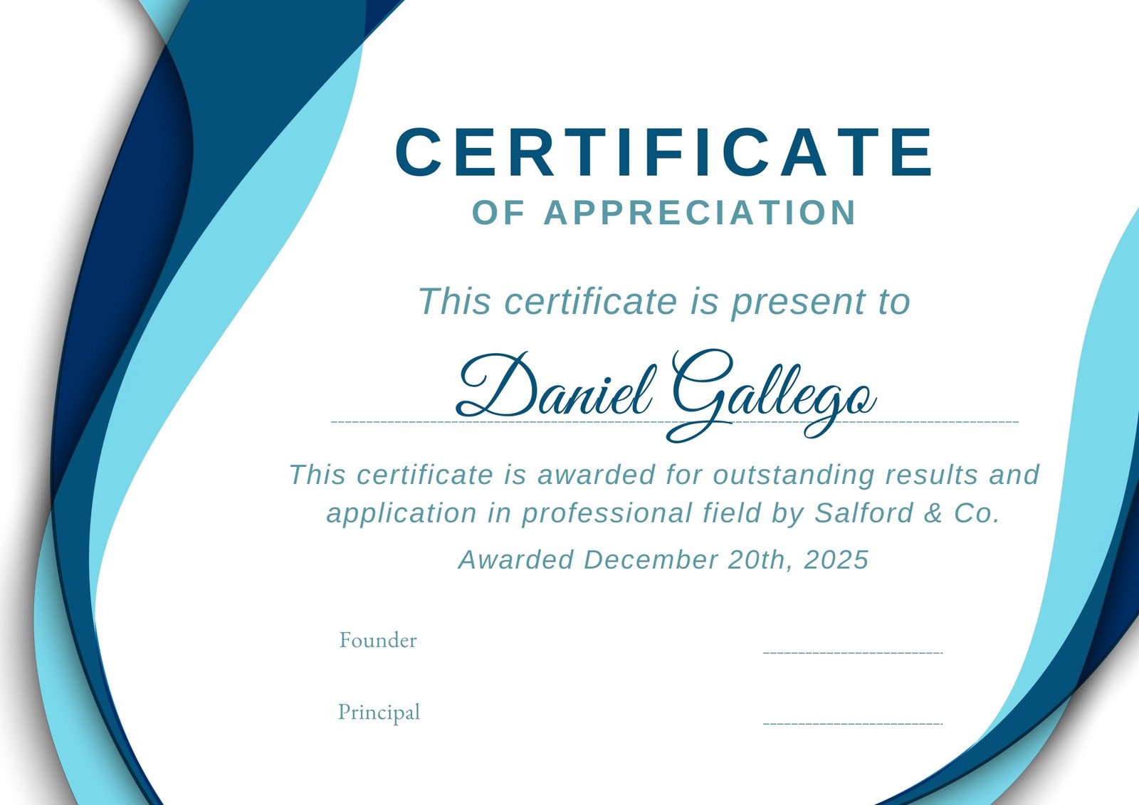 Free Templates For Certificates Of Appreciation