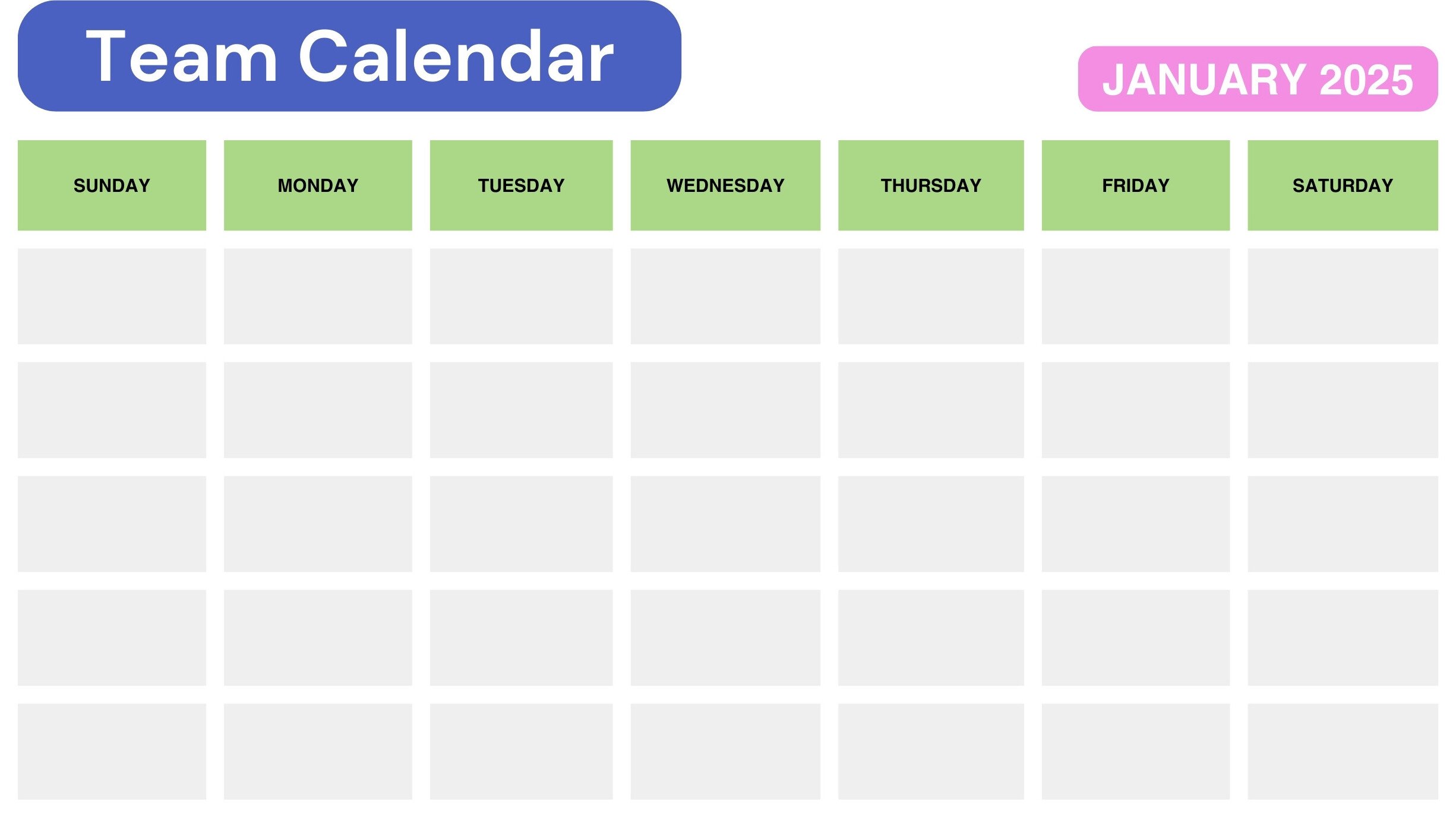 Calendar Planning Whiteboard in Blue Pink Spaced Color Blocks Style