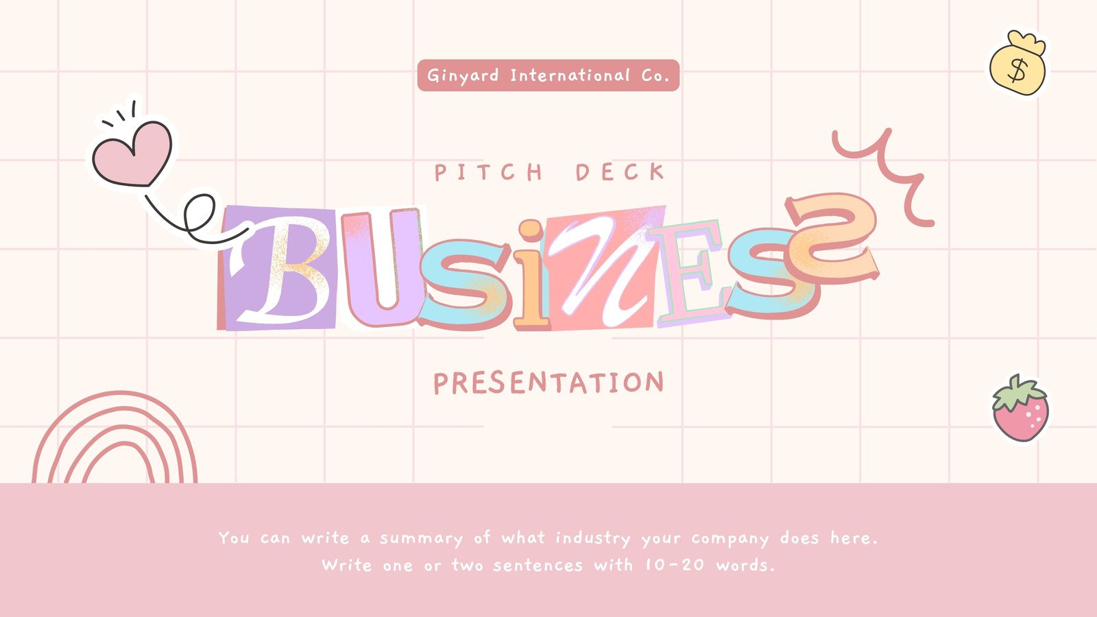 Pink Feminine Pitch Deck Business Presentation
