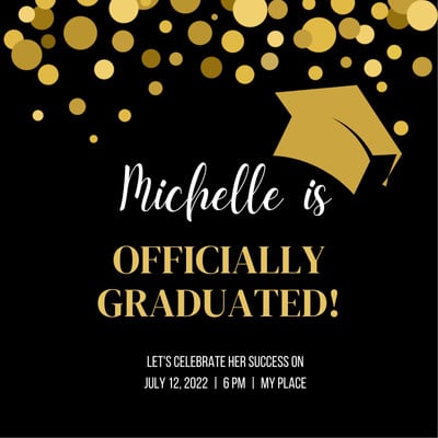 Black & Gold Graduation Invitation