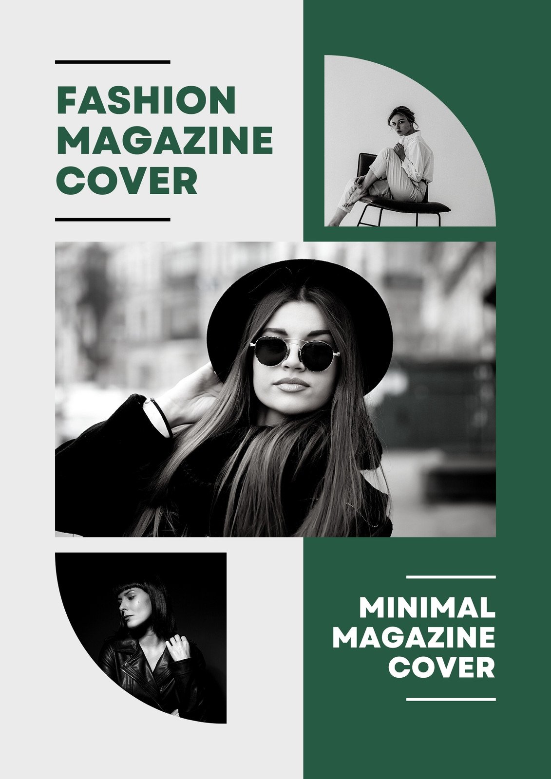 Grey and Green Modern Fashion Magazine Cover
