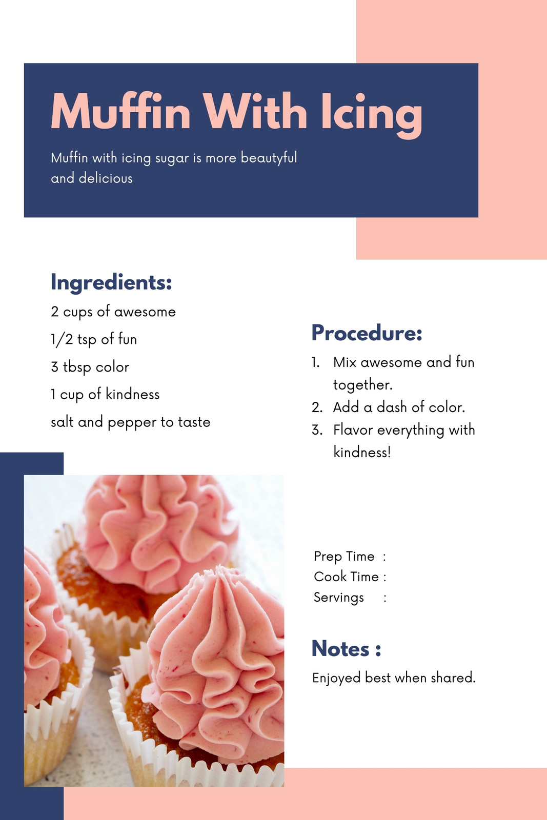 Modern Cupcake Personalized Recipe Cards