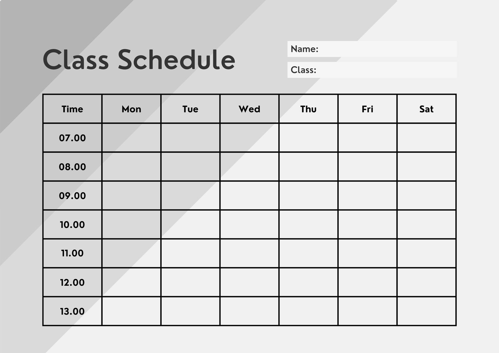 Grey & White Minimal Class Schedule
