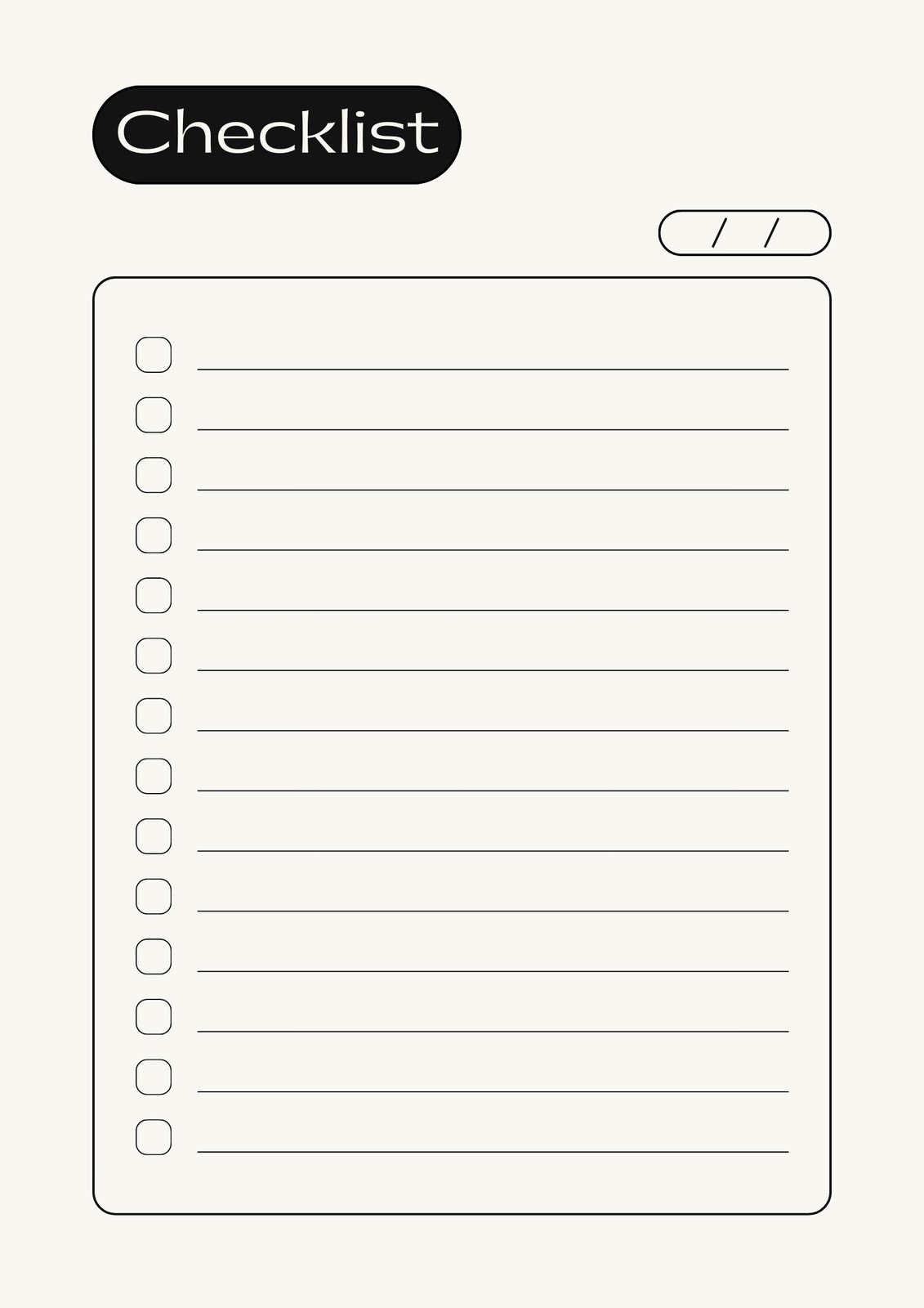 blank checklist
