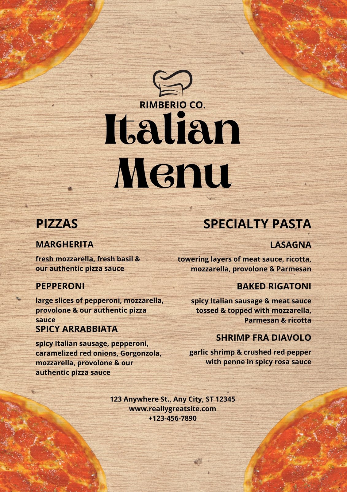 Page 2 - Free printable and customizable Italian menu templates | Canva
