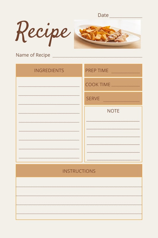 Free, custom printable recipe card templates online | Canva