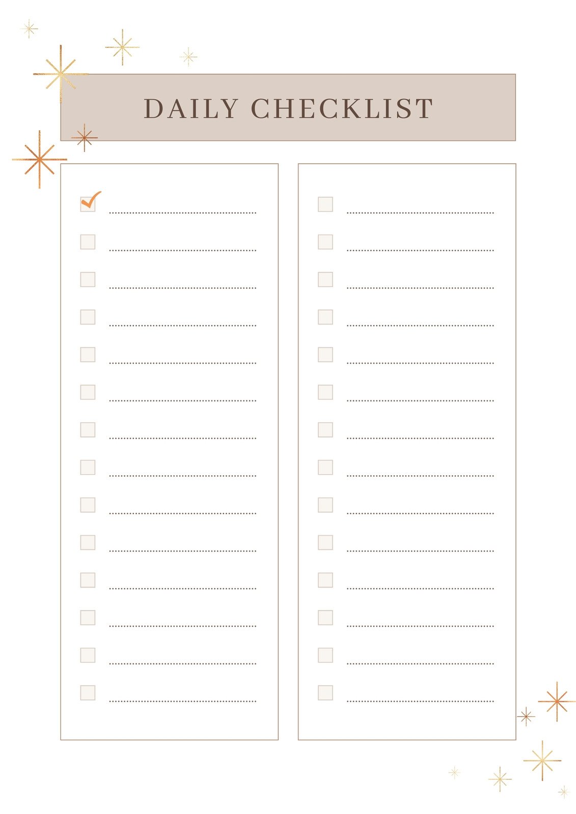 Checklist Template For Students