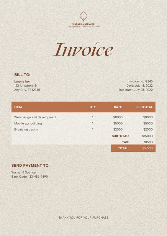 canva beige neutral modern texture paper freelance invoice D0PJ34SAktA