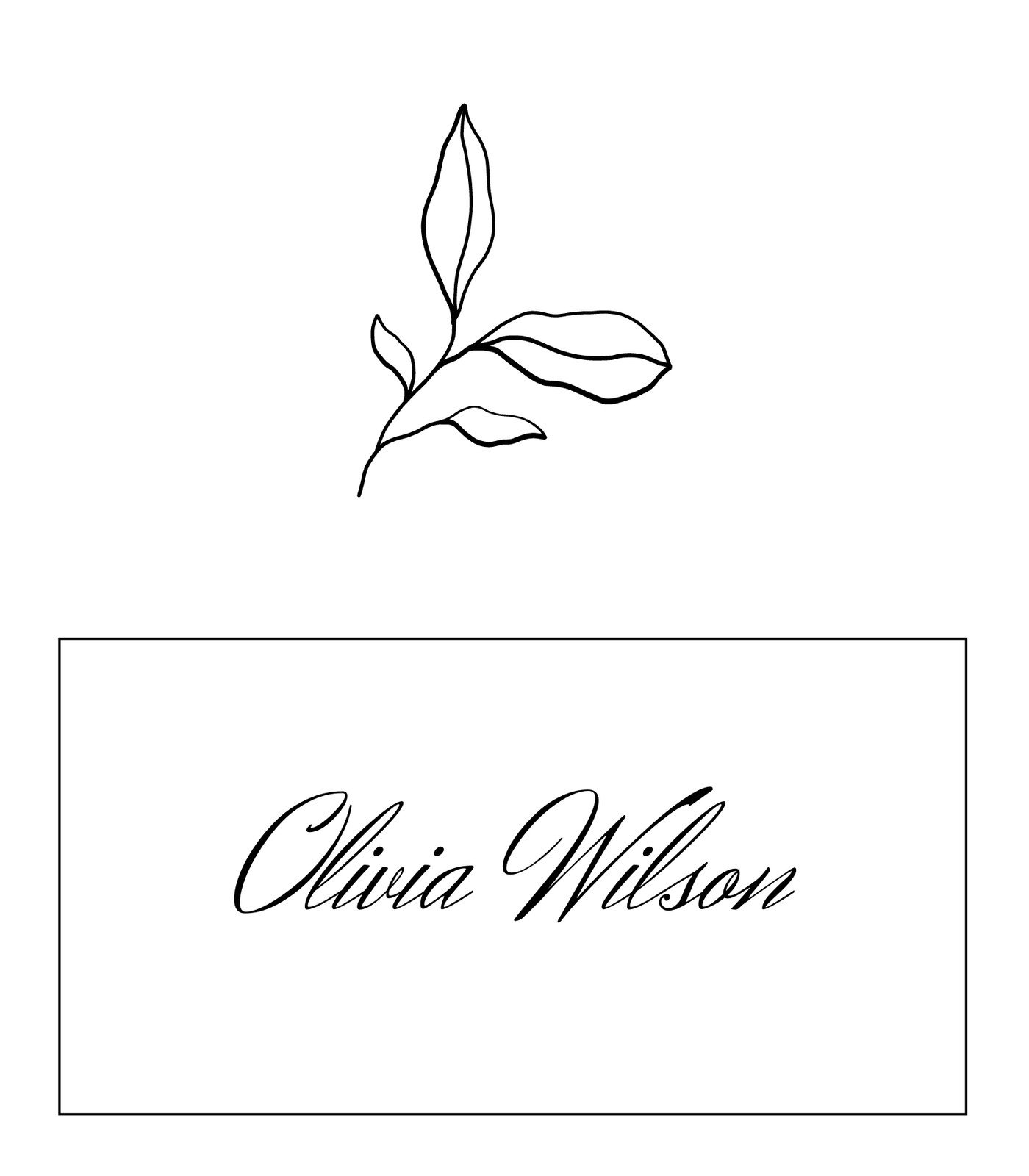 Canva Black White Elegant Calligraphy Leaf Wedding Place Card C3rTQjavMlM 