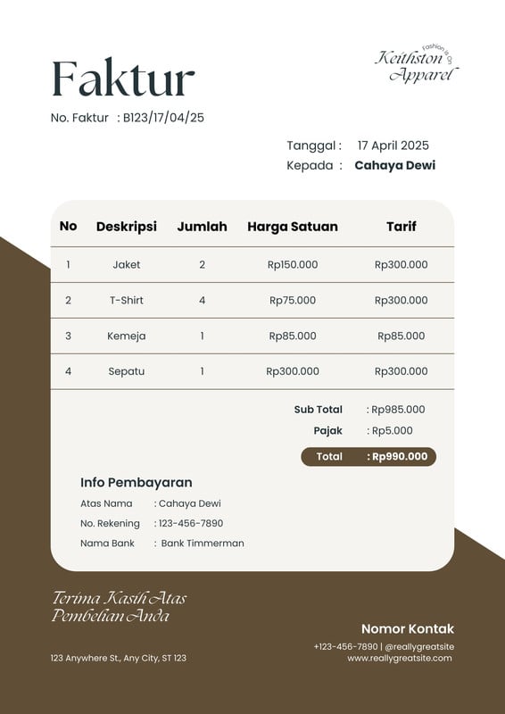 Pilih Desain Contoh Invoice Faktur Gratis Canva 1133