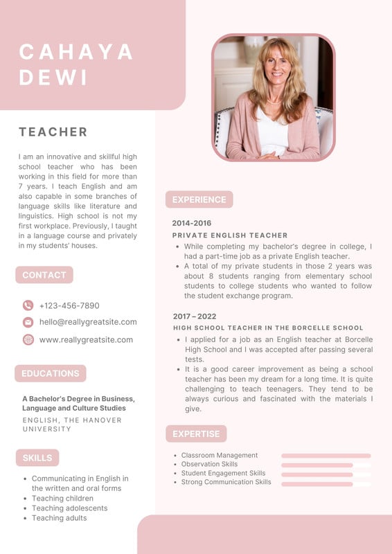 Free editable teacher resume templates Canva