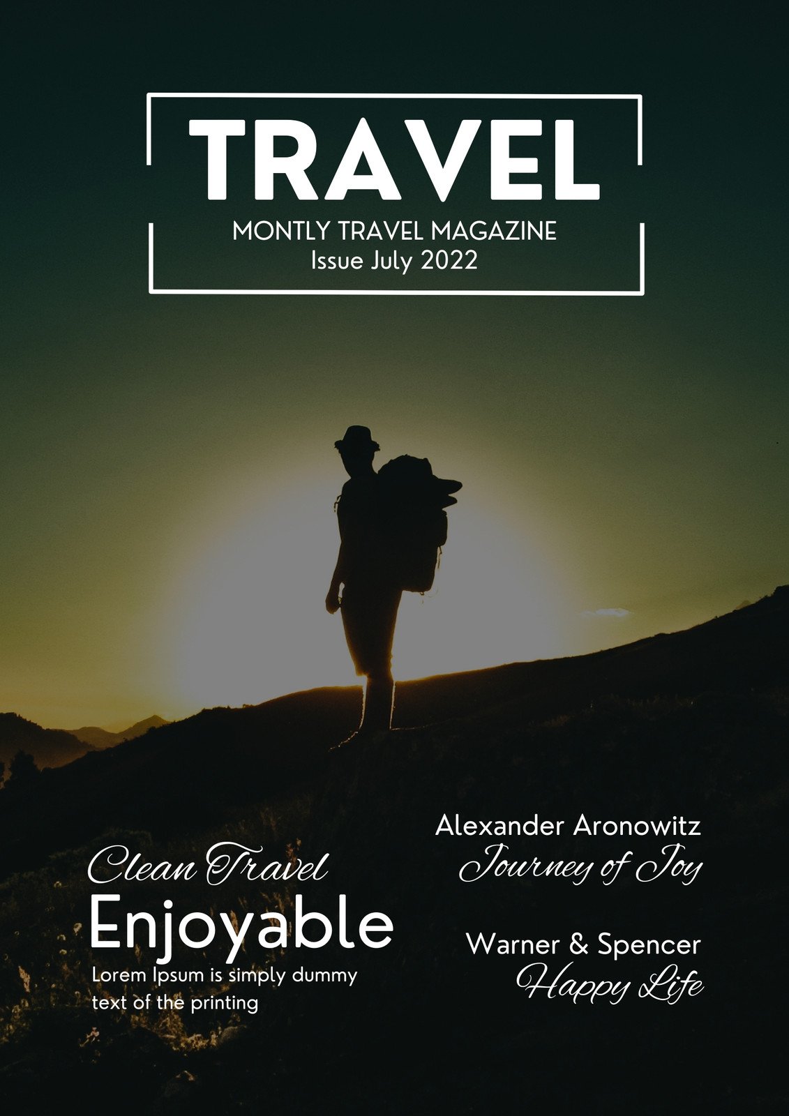 Free printable, customizable travel magazine cover templates