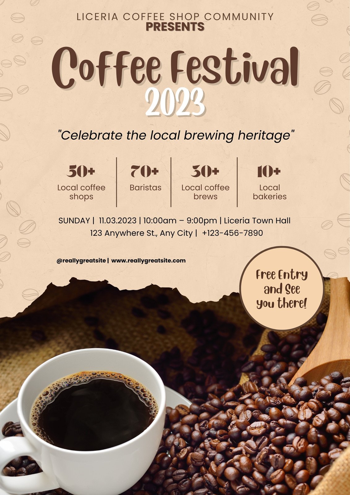Brown Torn Coffee Festival Poster