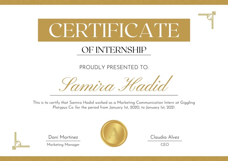 Page 3 - Free custom printable internship certificate templates | Canva