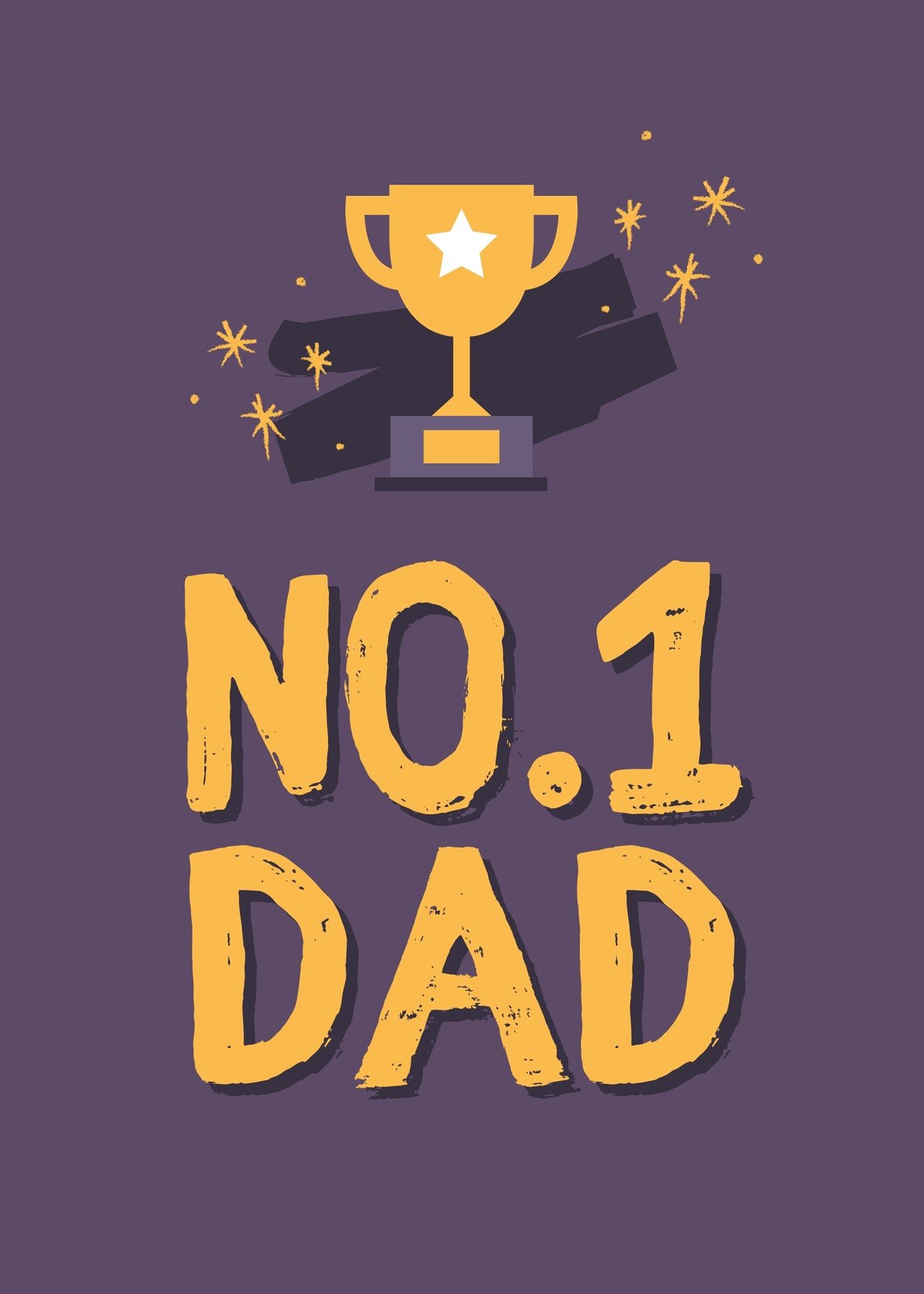 Purple and Yellow Cute No. 1 Dad Card Portrait