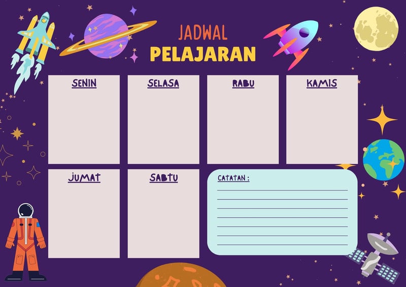 Gunakan Template Jadwal Pelajaran Keren Gratis Canva 4058