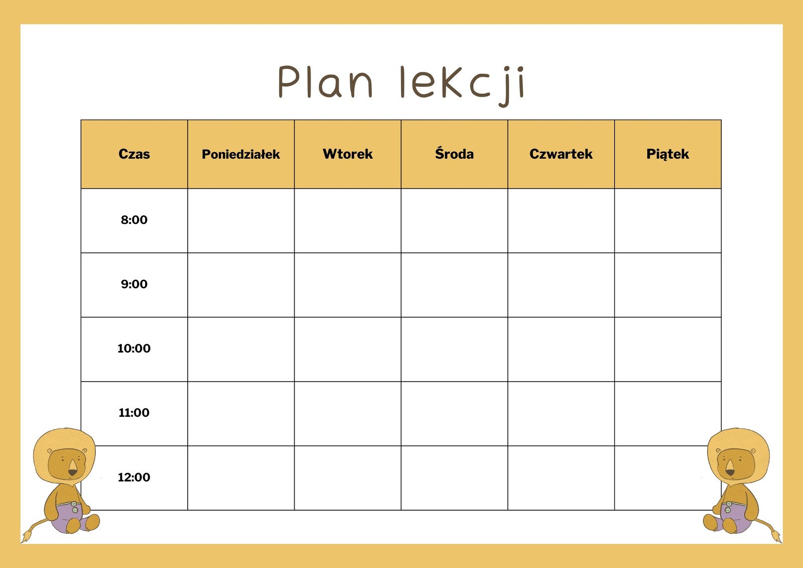 Plan Lekcji Do Druku Darmowe wzory i szablony planów lekcji i zajęć - Canva