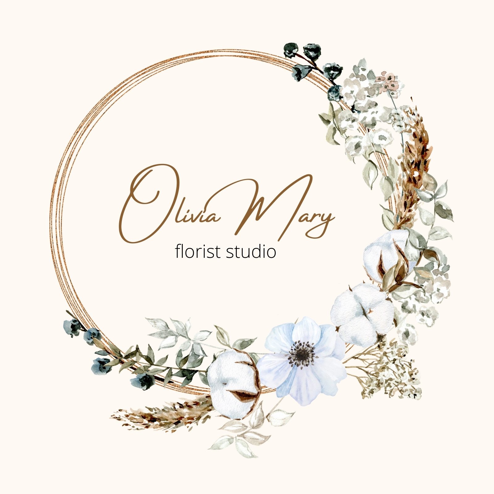 Beige Boho Floral Logo for Custom Florist Business