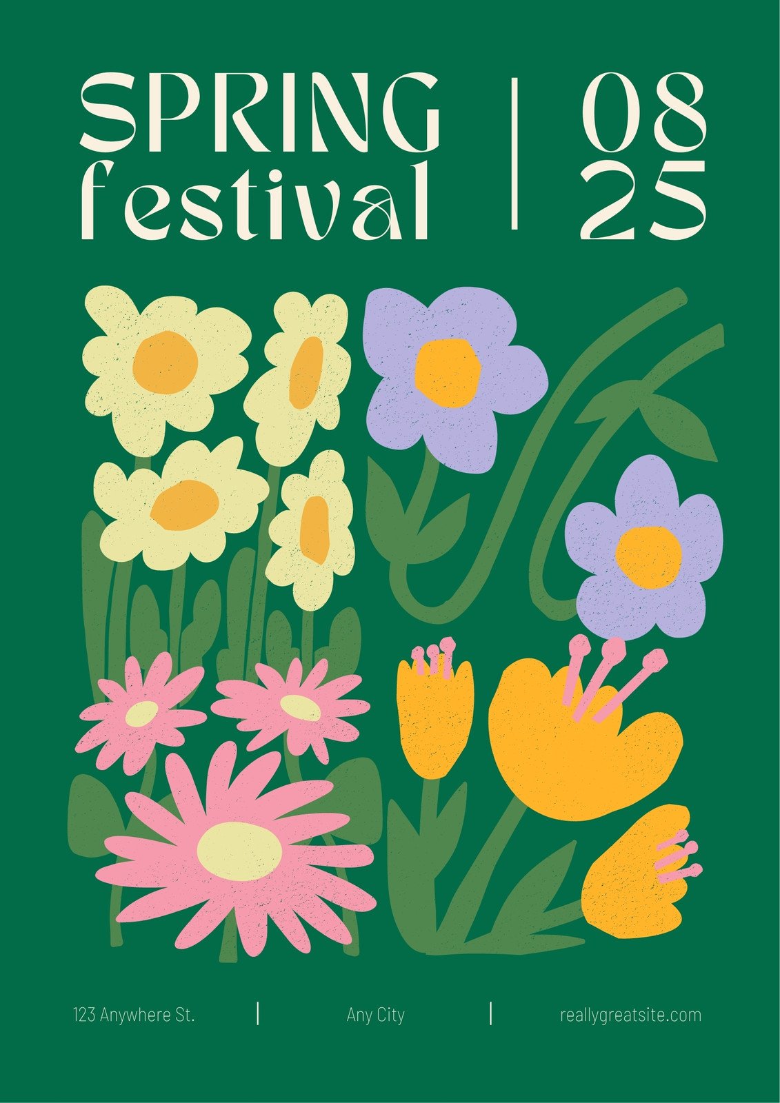 Colorful and Cool Modern Flowers Festival Poster