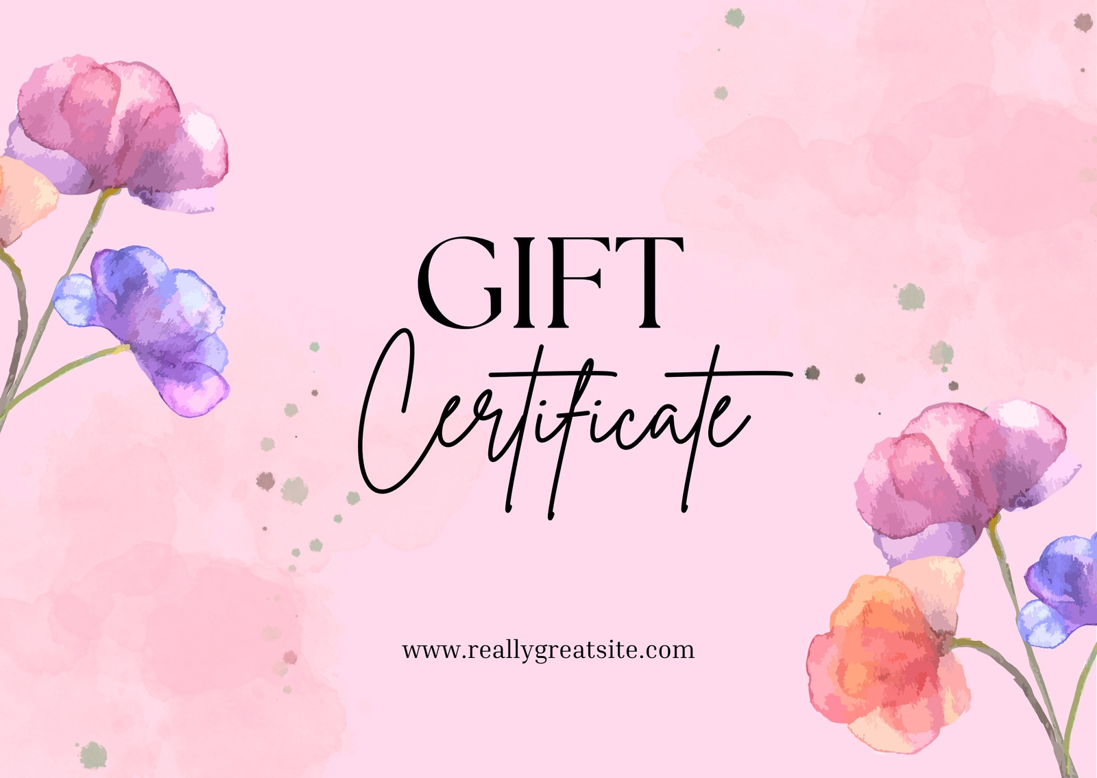 Soft Pink Floral Watercolor Gift Certificate