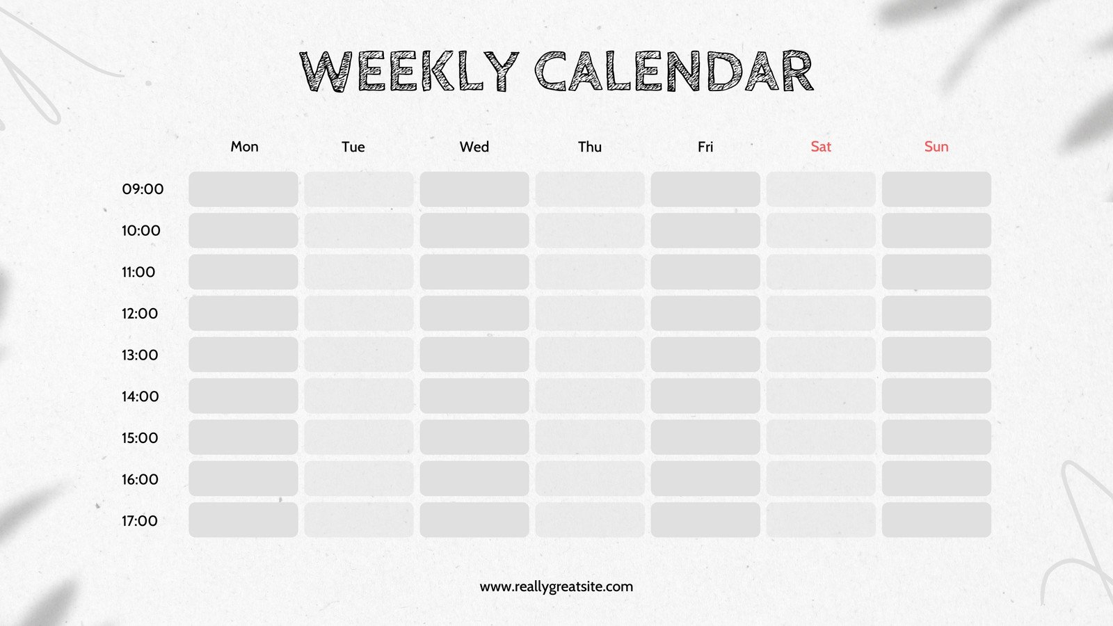Grey Minimalist Weekly Calendar 