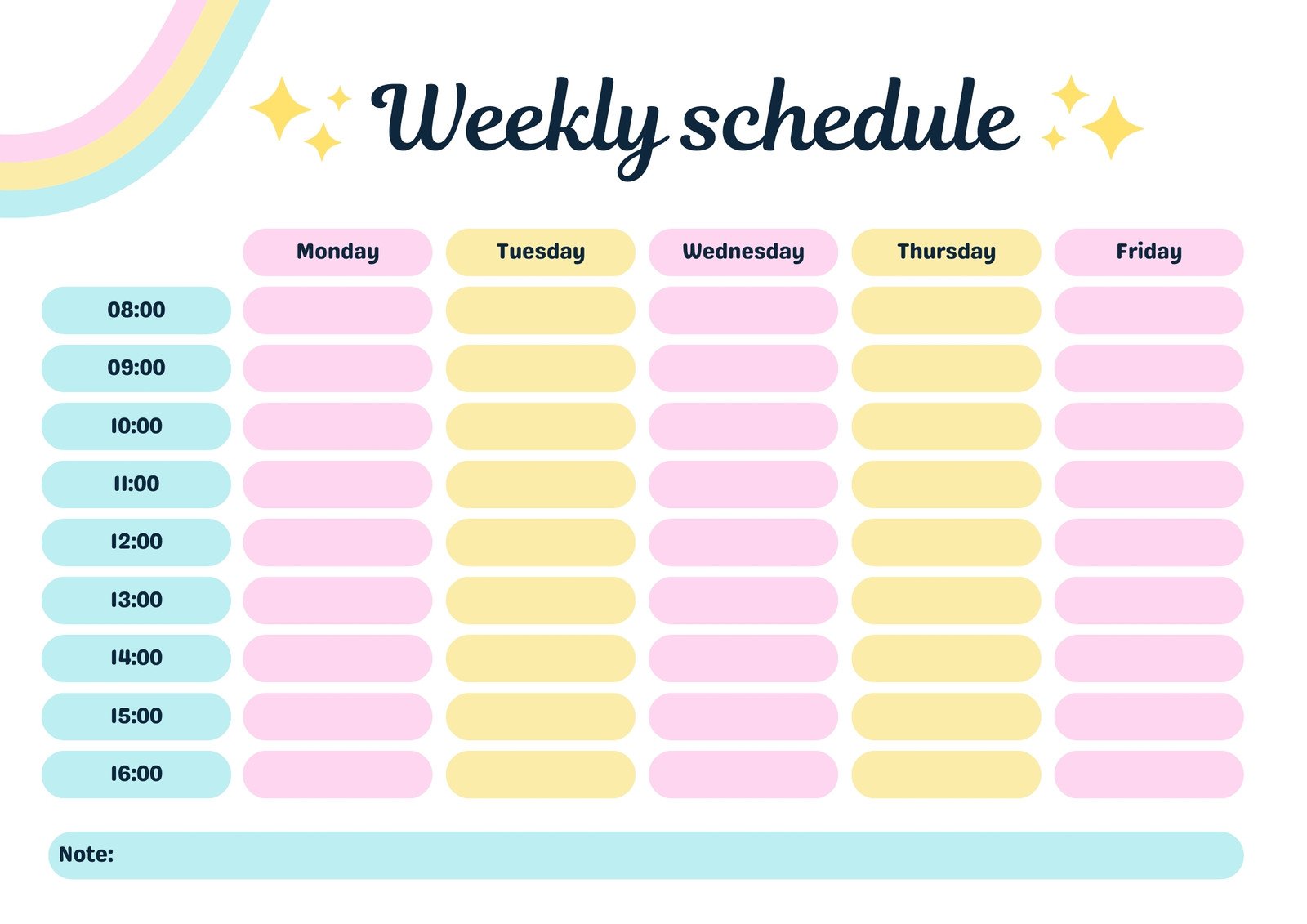 colorful cute class schedule
