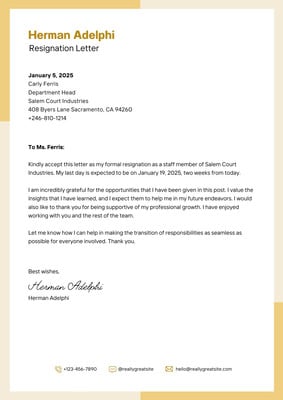 Free to edit and print resignation letter templates | Canva