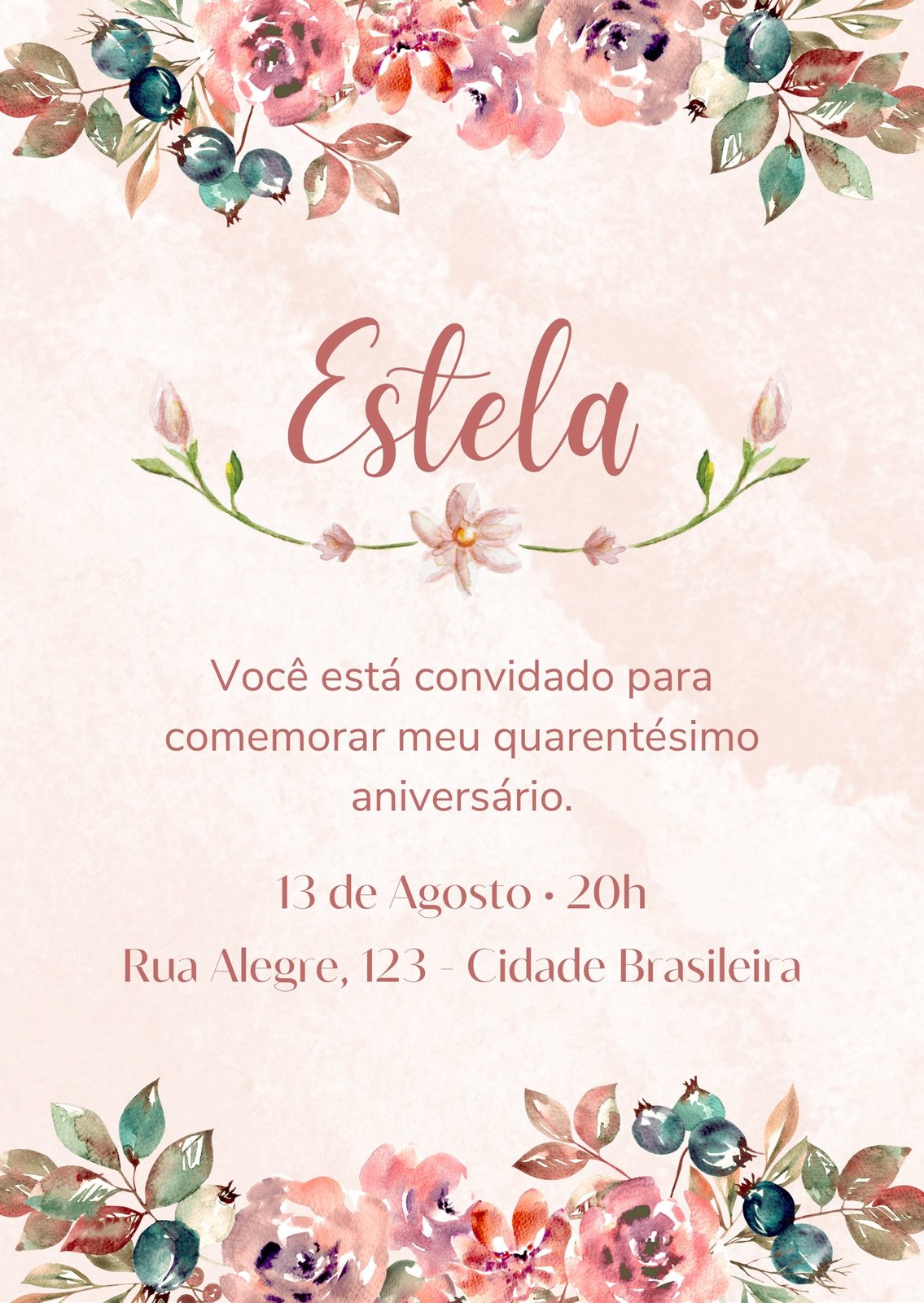 Convite Casamento Florido Marsala e Verde - Arte Digital é na