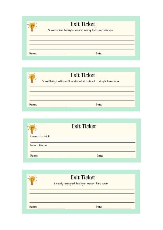 Free printable exit ticket templates you can customize | Canva